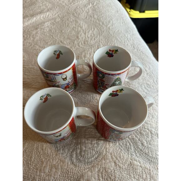 Holiday Santa Scene Mug Set of 4 (2 Scenes) Christmas mugs Breckenridge Cups - Picture 4 of 4